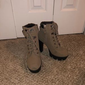 Taupe heeled boots
